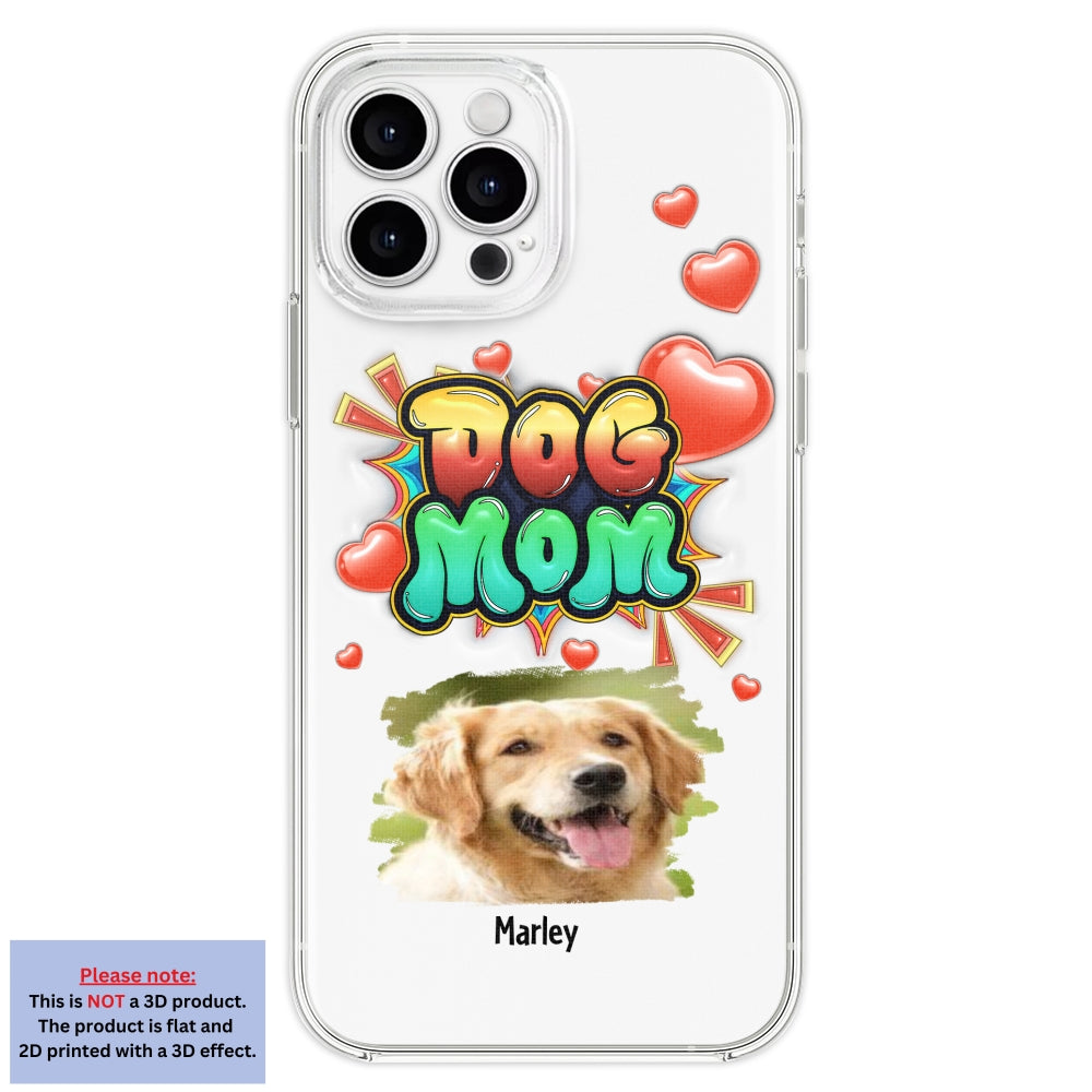 Dog Mom Gradient Photo - Personalized Custom 3D Inflated Effect Luxury Phone Case for Smartphones