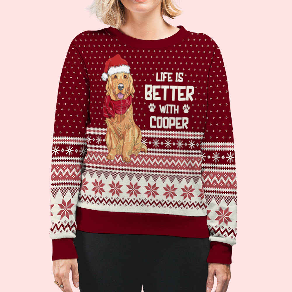 Better Life - Personalized Custom All-Over-Print Unisex 8.8 oz Sweatshirt for Pet Lovers