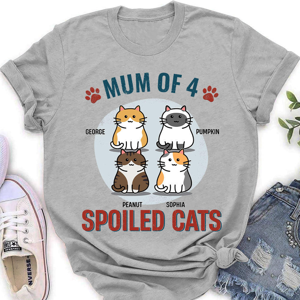 Cat Mom Of Spoiled Kids - Personalized Custom Women's Cotton Blend T-shirt with Unique Feminine Pattern