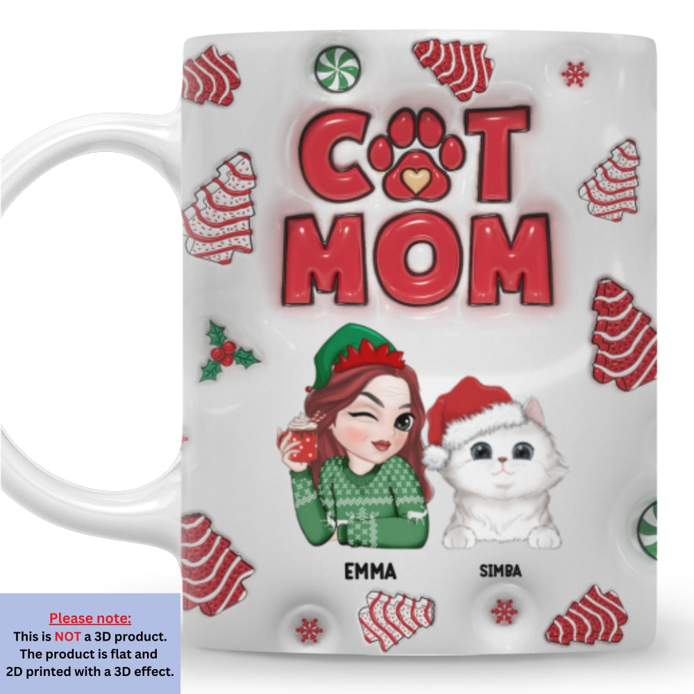 Cat Mom Tree Design Personalized Custom 3D Inflated Effect 11oz/15oz Ceramic Mug
