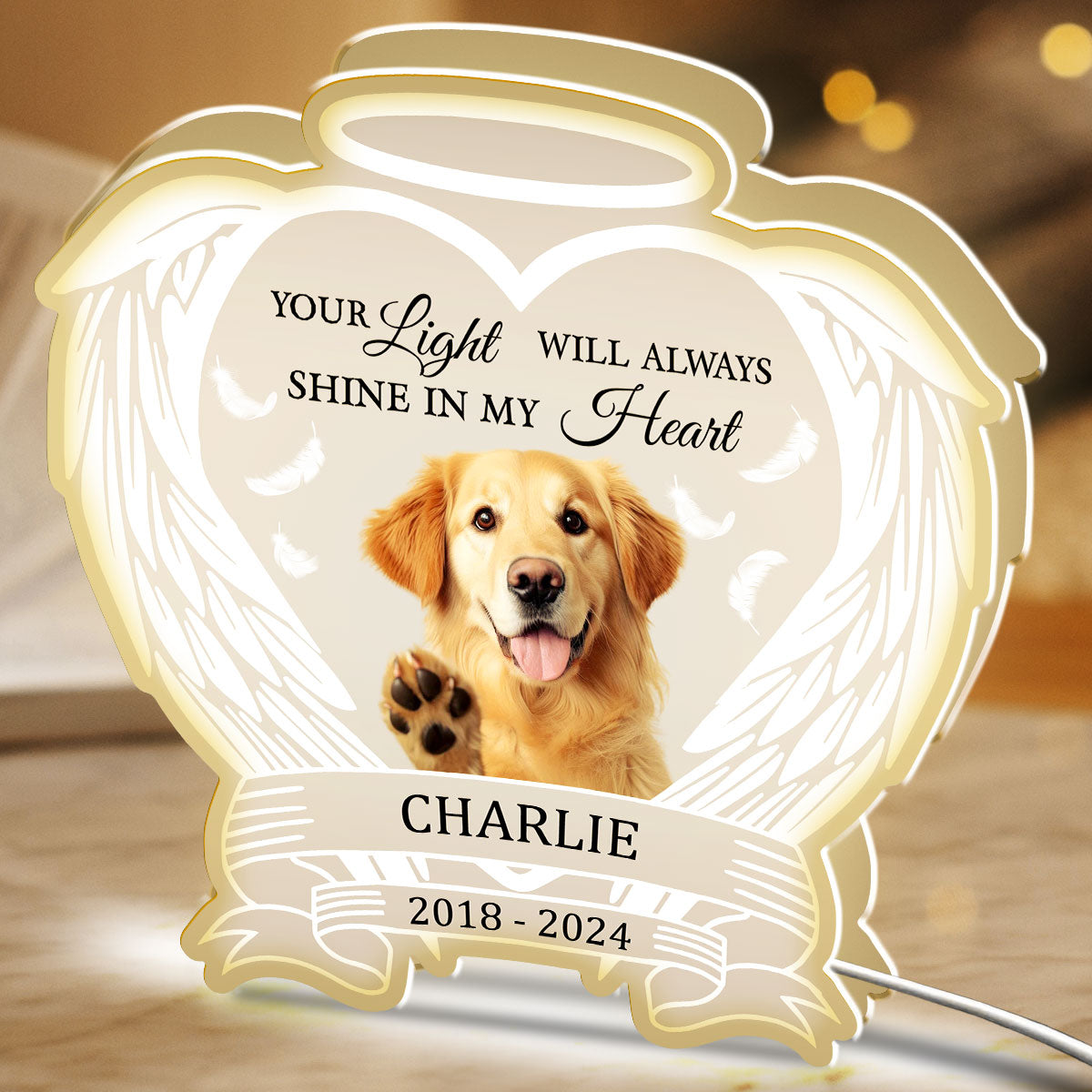 Always Shine In My Heart - Customizable Personalized LED Acrylic Light Box for Pet Memorial