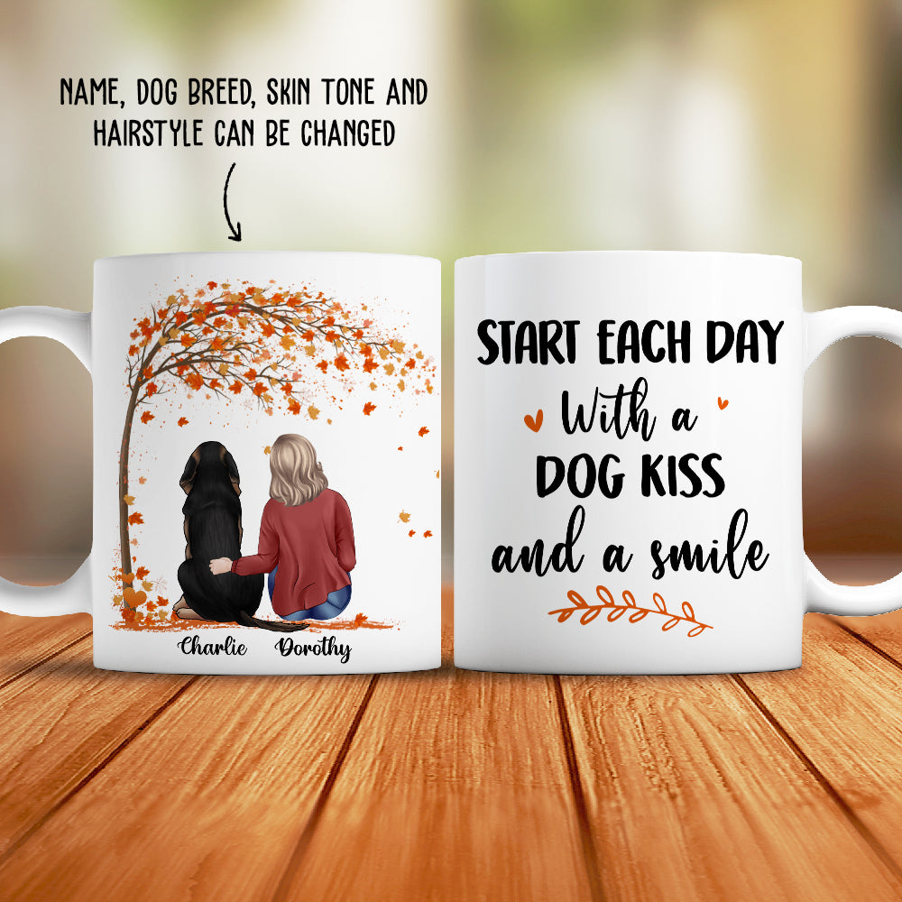 Start Your Day Joyfully with a Dog Kiss, a Smile, and a Personalized Custom Coffee Mug