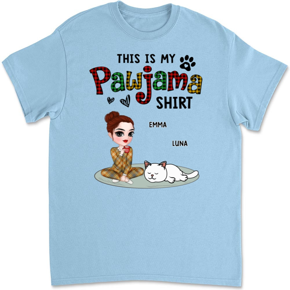 Pawjama Shirt Ver Cat - Personalized Custom Unisex 5.3 oz T-Shirt for Pet Lovers