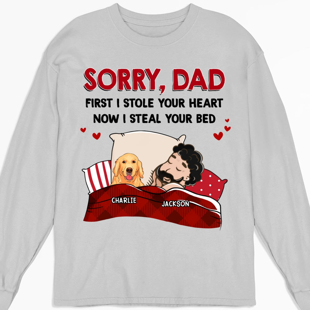 Sorry For Stealing Your Bed - One-of-a-Kind Personalized Custom Long Sleeve Unisex T-shirt for Pet Lovers