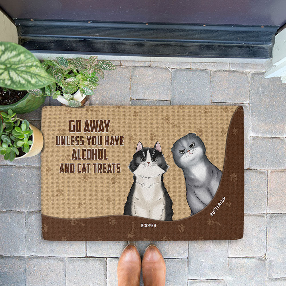 Go Away Unless - Personalized Custom Cat Picture Doormat for Pet Lovers