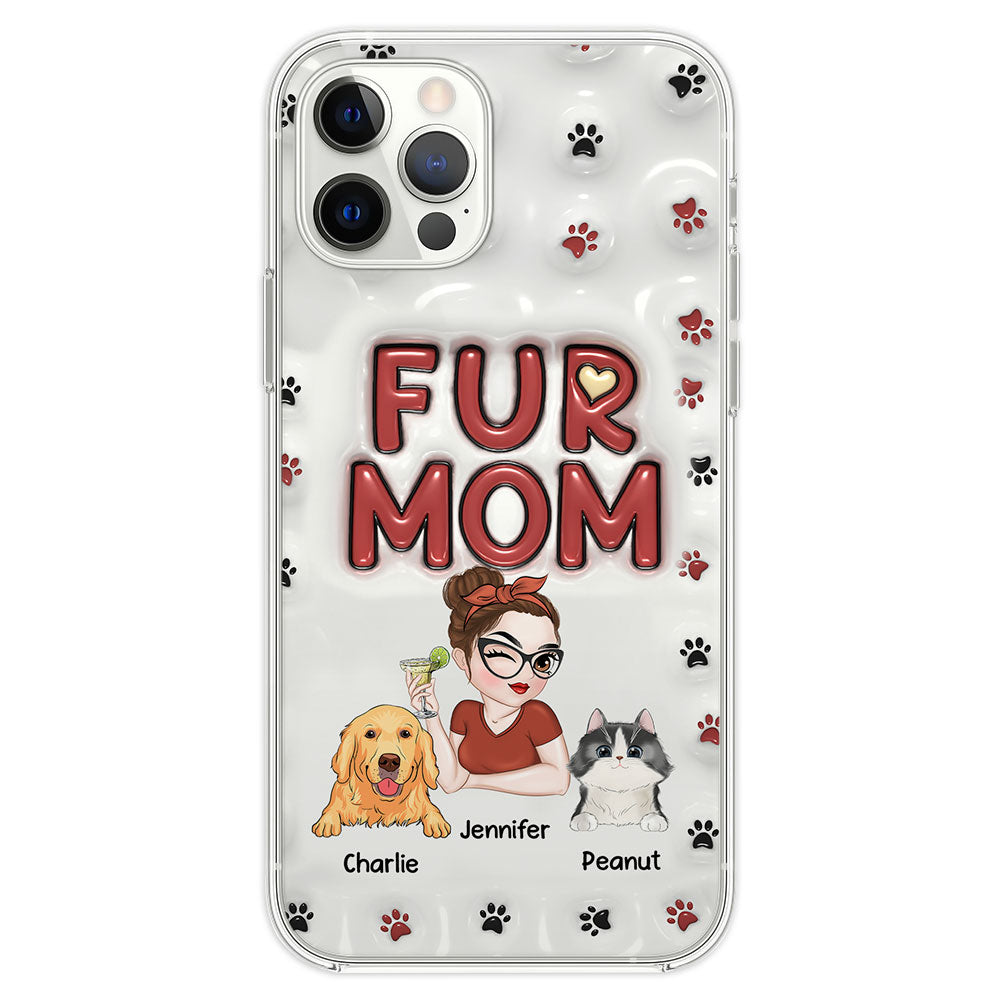 Lovely Fur Mom - Personalized Custom 3D Inflated Effect TPU Phone Case for Smartphones