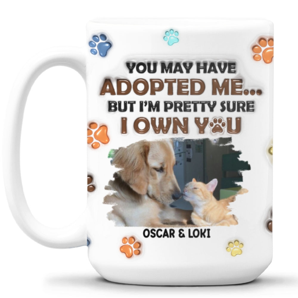 Personalized Custom 3D Inflated Effect Mug with Adopted Pets Photo - 11oz High - Quality Ceramic Mug