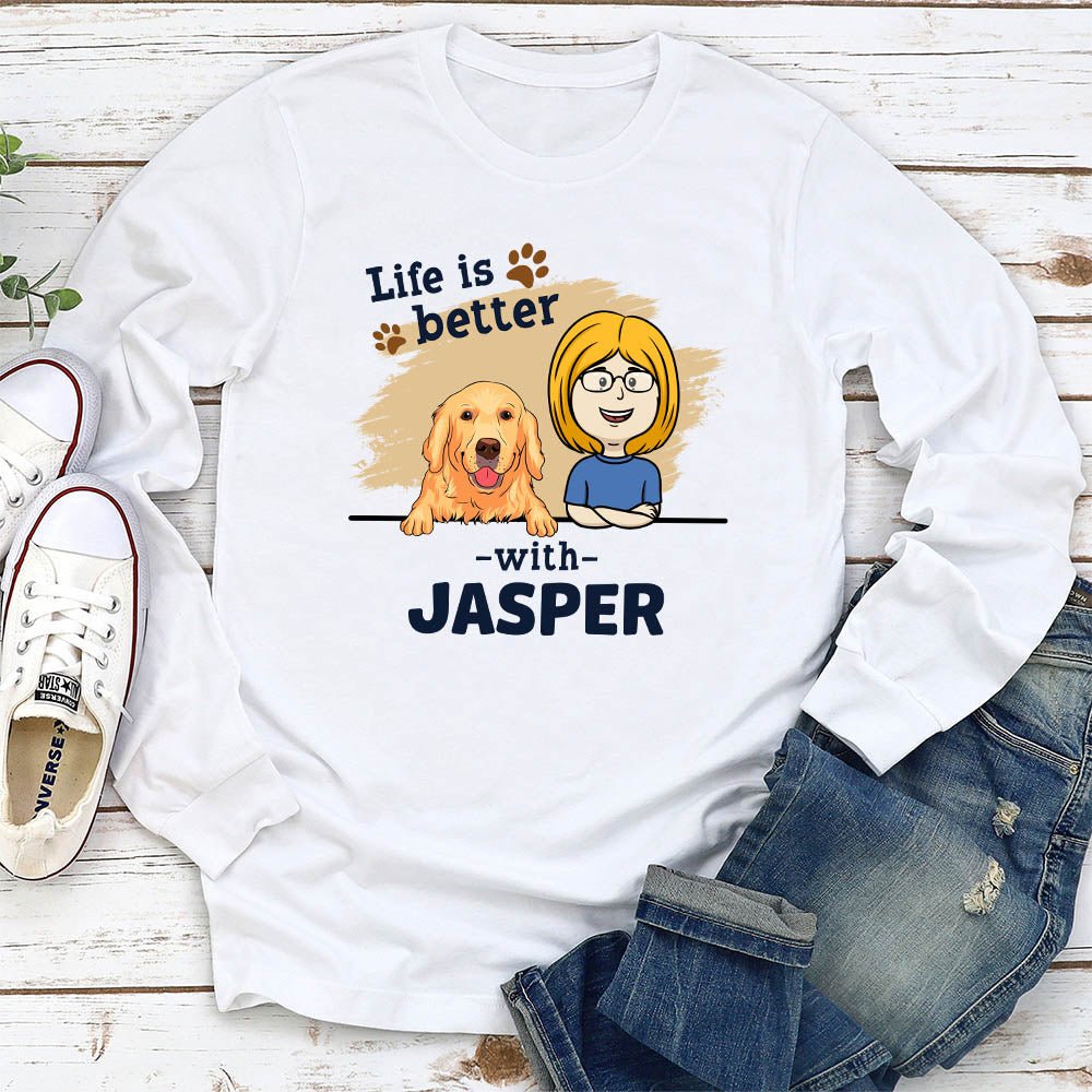 With Pet - Customizable Personalized Long Sleeve Unisex T-shirt for Pet Lovers