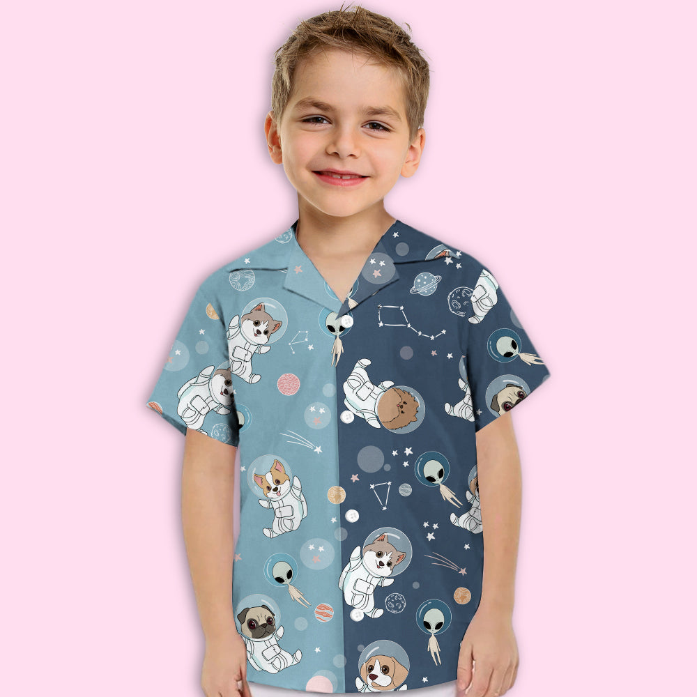 Space Dog 3 - Adorable Kids' Button - up Shirt with Super Cute Pet Theme