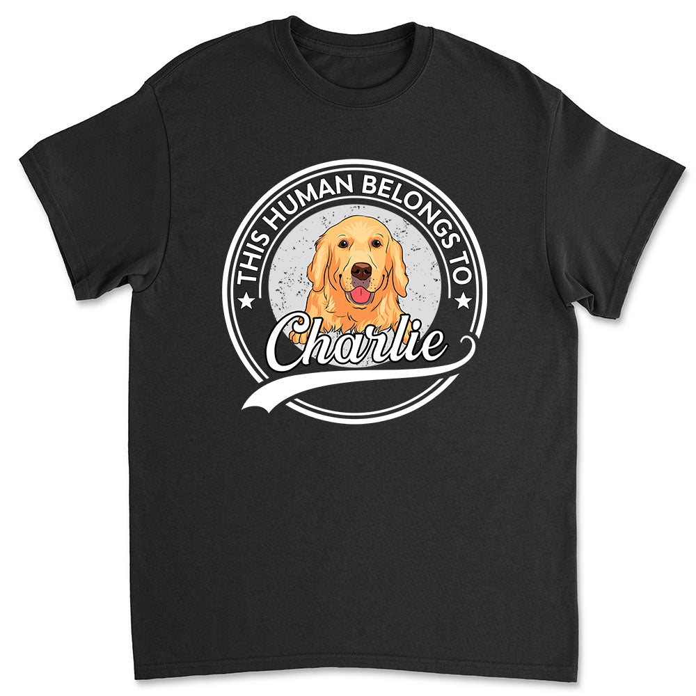 Personalized Custom Unisex 'Human Belongs To Dog Couple' T-shirt - Ideal Gift for Pet Lovers