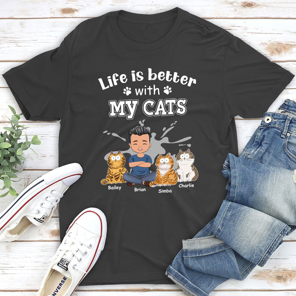 Life Is Better Funny - Personalized Custom Unisex 5.3 oz T-shirt for Pet Lovers