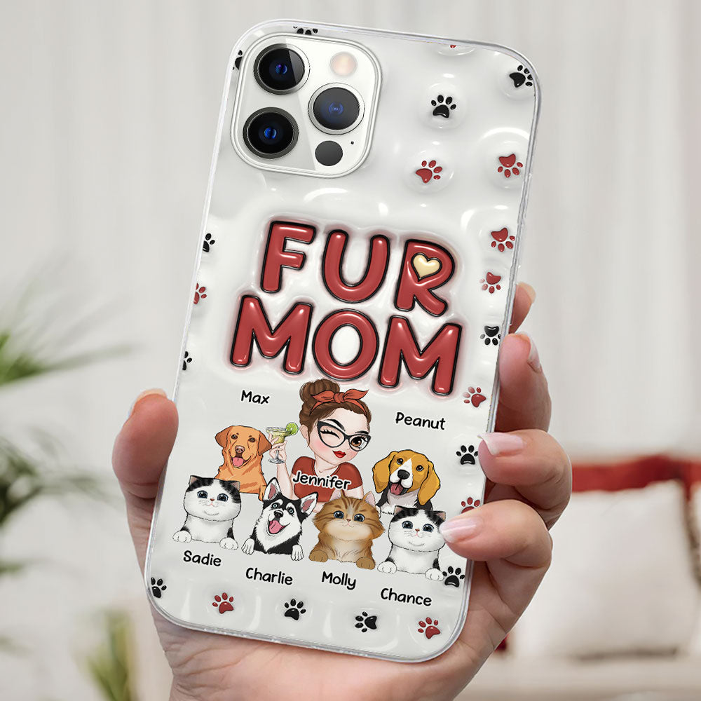 Lovely Fur Mom - Personalized Custom 3D Inflated Effect TPU Phone Case for Smartphones