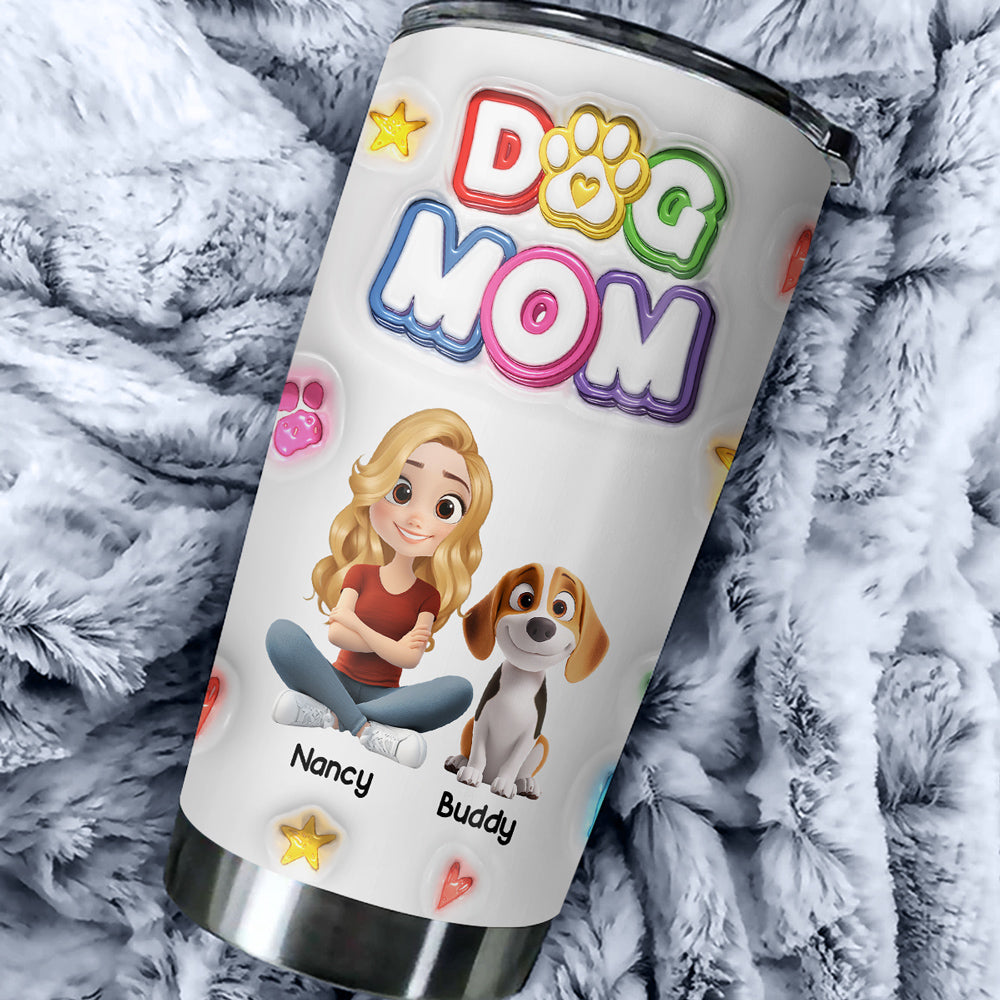 Best Dog Mom Ever Personalized Custom 3D Inflated Effect Crayon - Style Tumbler, 20oz