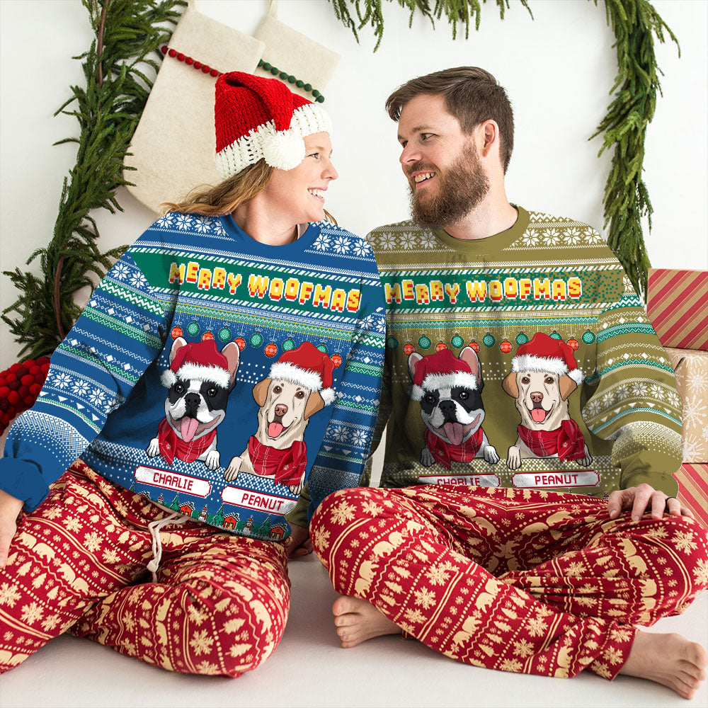 Merry Woofmas - Exclusive Personalized Custom All-Over-Print Unisex Sweatshirt for Pet Lovers