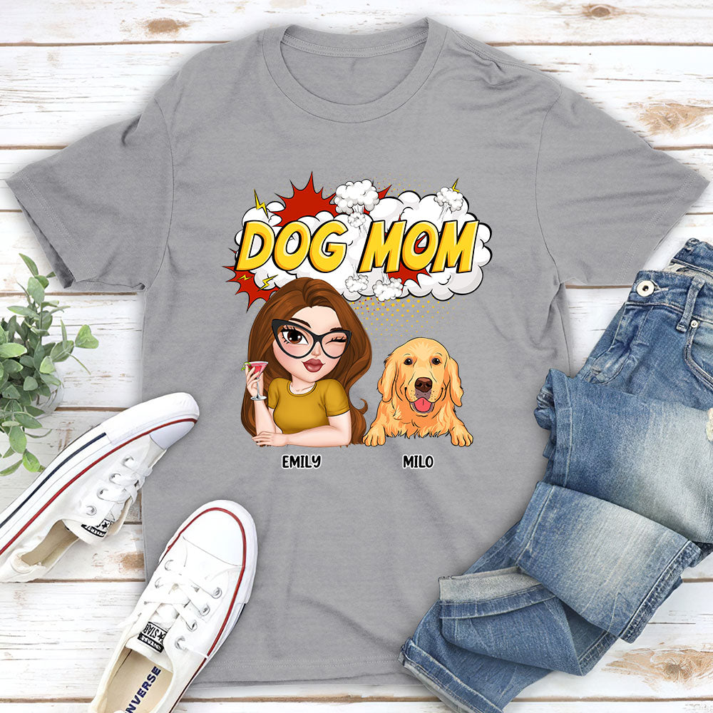 Unique Personalized Custom Unisex Dog Mom Comic T-Shirt - Ideal Gift for Pet Lovers