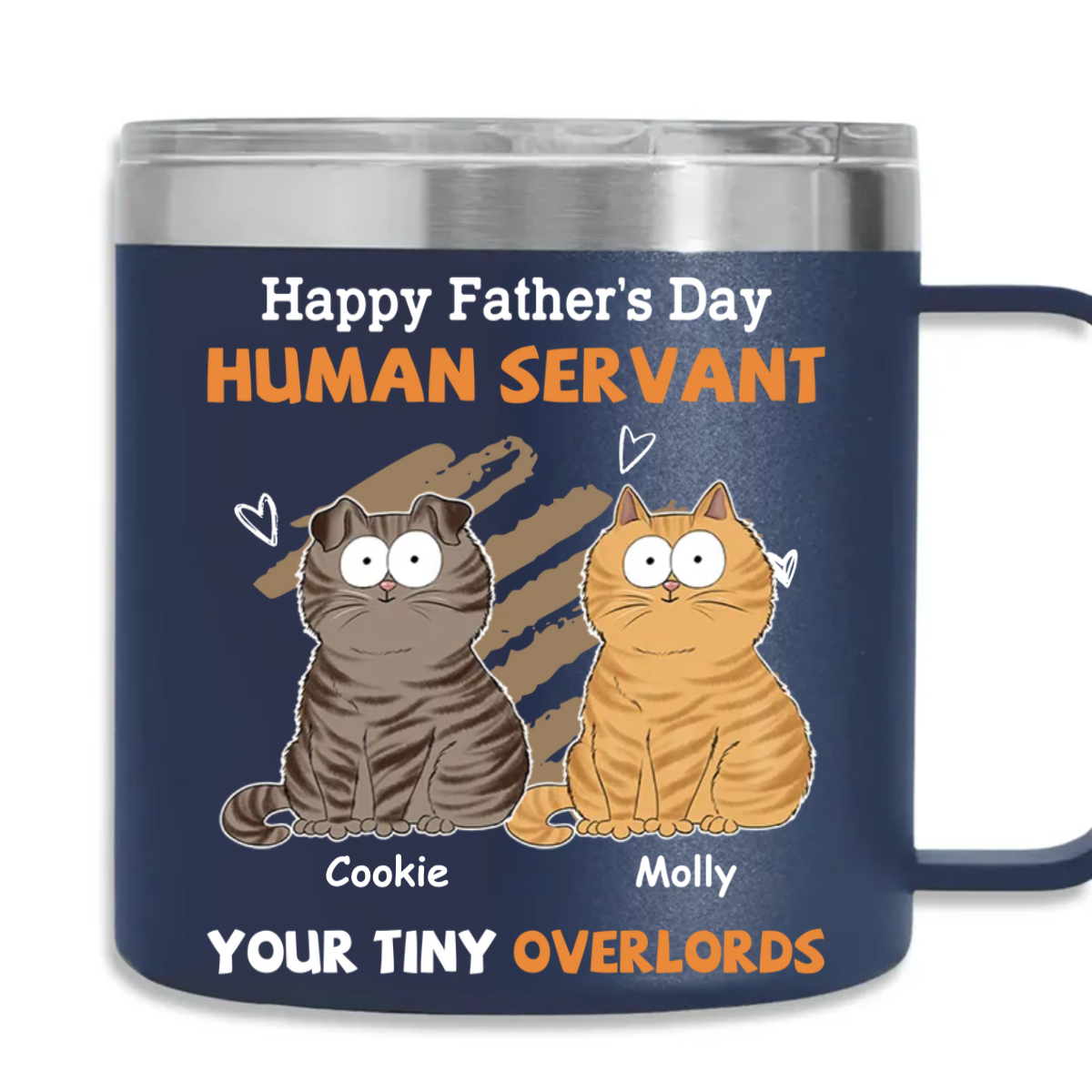 Personalized Custom 14oz Stainless Steel Tumbler with Handle - A Perfect Gift for Your Human Servant