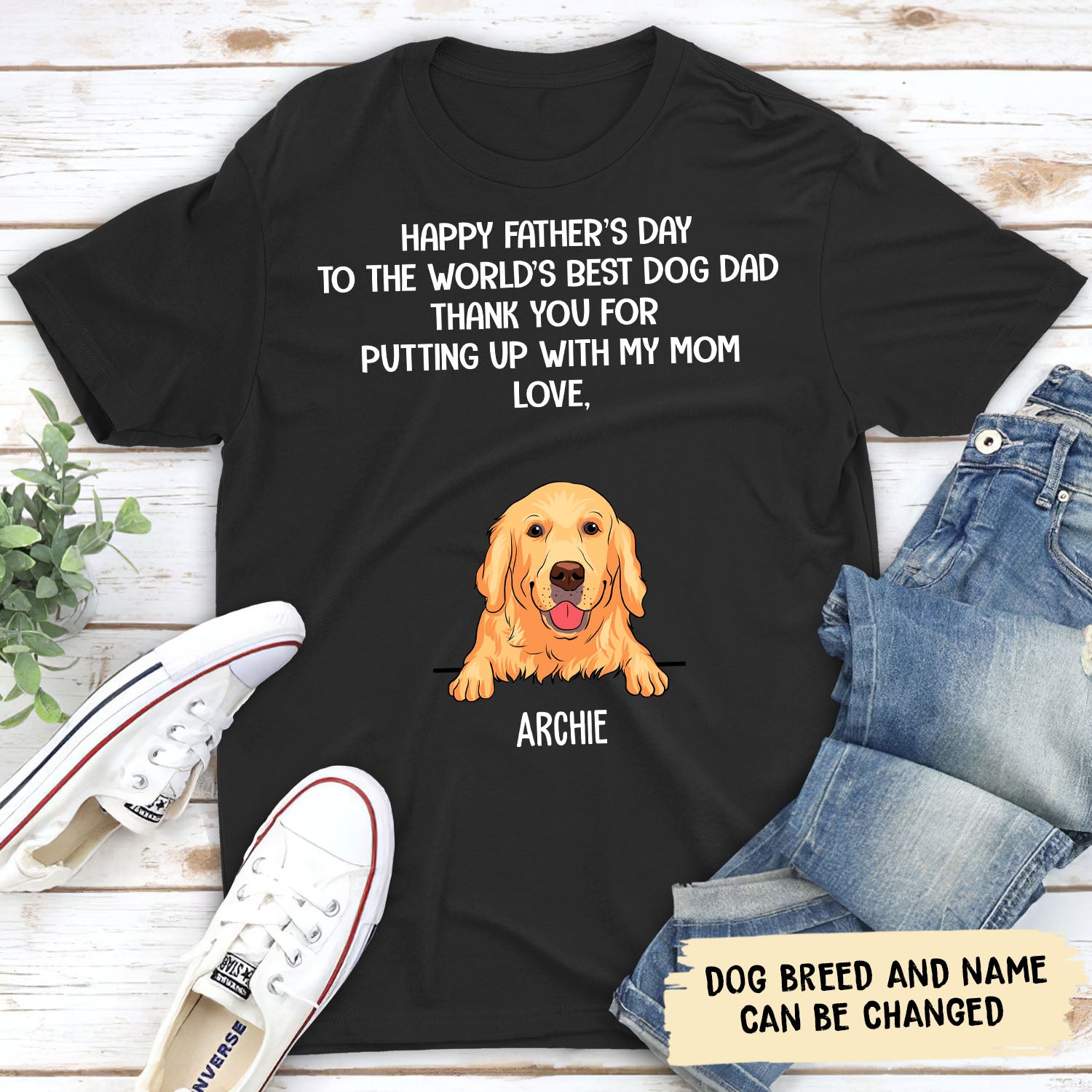 World's Best Dog Dad - Premium Personalized Custom Unisex 5.3 oz T-shirt