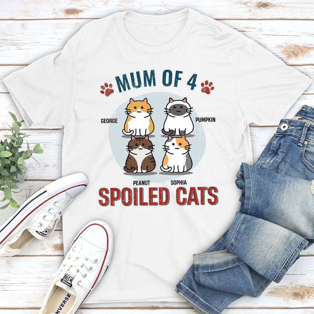 Cat Mom Of Spoiled Kids - Personalized Custom Unisex 5.3 oz T-shirt for Pet Lovers