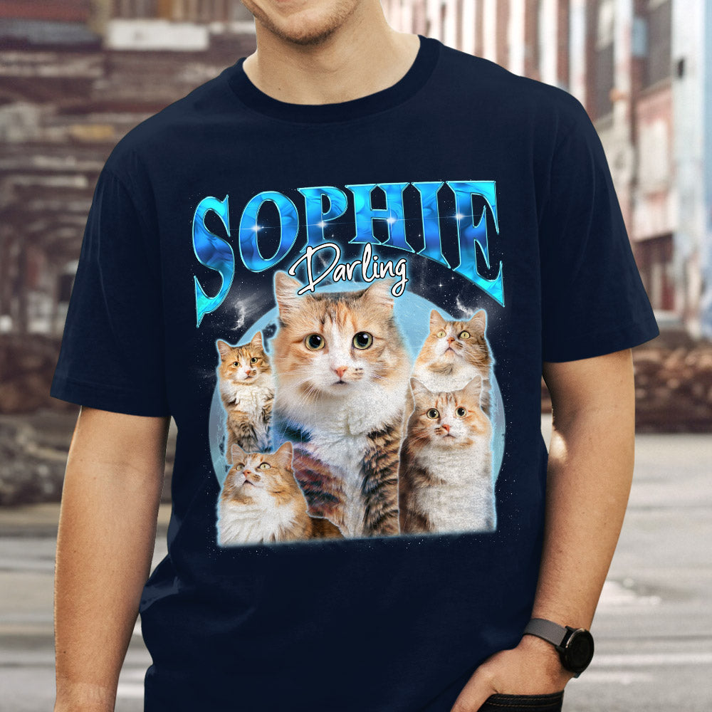 Custom Pet Face Vintage Version 11 - Stylish Personalized Unisex Cotton T-shirt for Pet Lovers