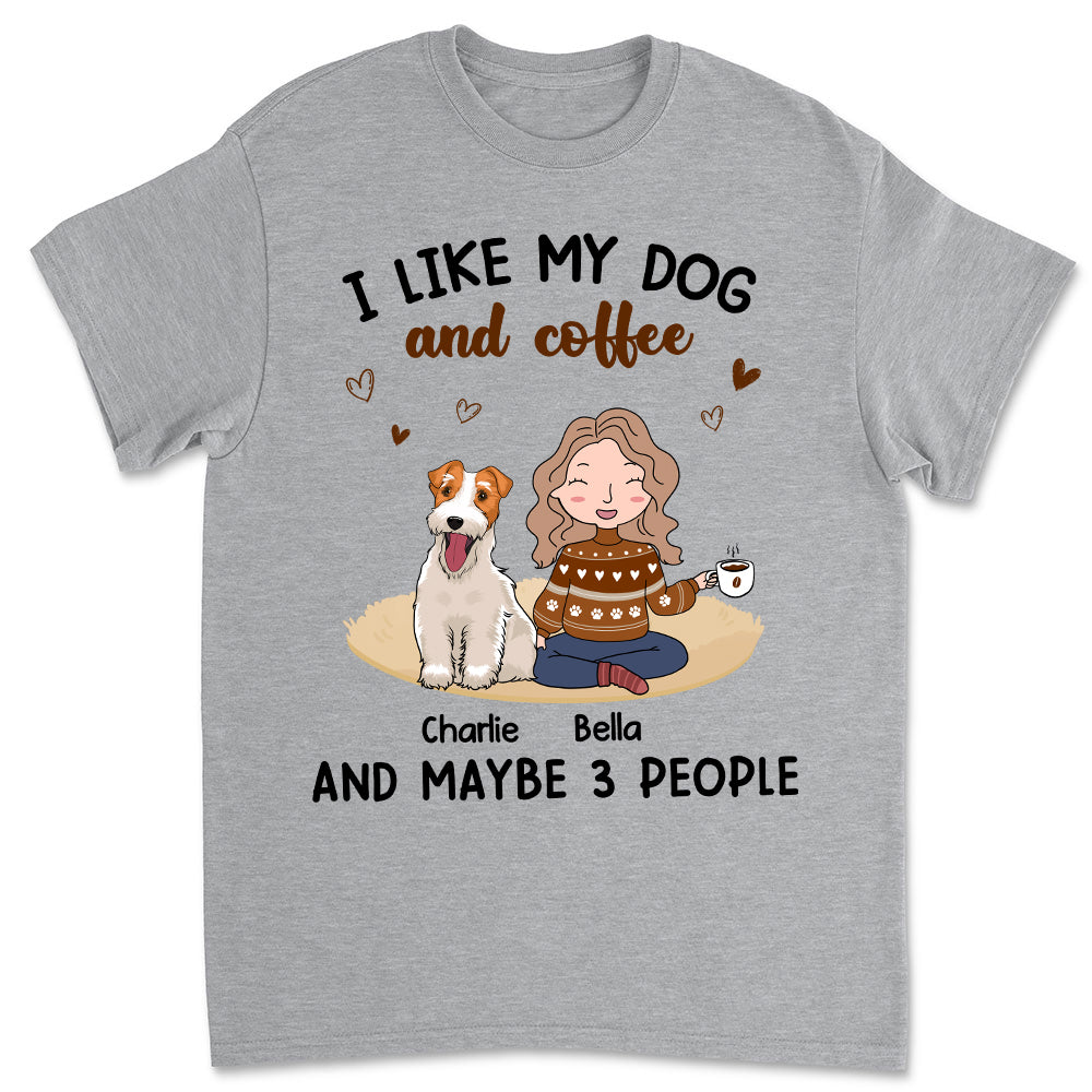 I Like My Dog And Coffee - Personalized Custom Unisex Heavy Cotton T-Shirt for Pet Lovers