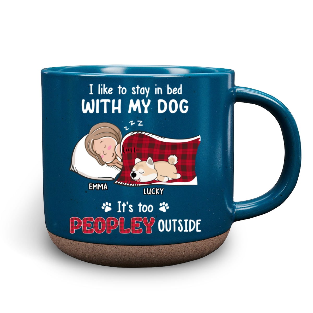 Personalized Custom 11oz Ceramic Pottery Mug in Dark Blue or White - Ideal for Staying in Bed