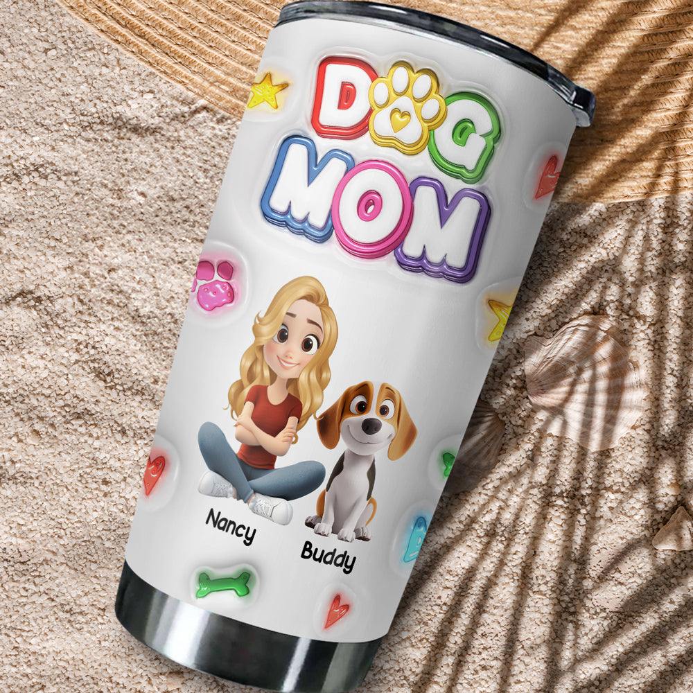 Best Dog Mom Ever Personalized Custom 3D Inflated Effect Crayon - Style Tumbler, 20oz