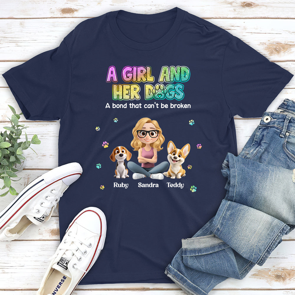 A Girl And Her Dog - Personalized Custom Unisex 5.3 oz T-shirt for Pet Lovers