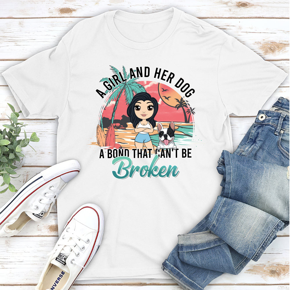 Girl And Dog 2 - Personalized Custom Unisex T-shirt for Pet Lovers