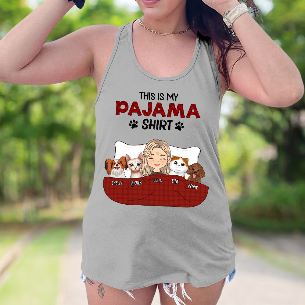 Personalized Custom Women's Summer Dog Lover Pajama Racerback Tank Shirt