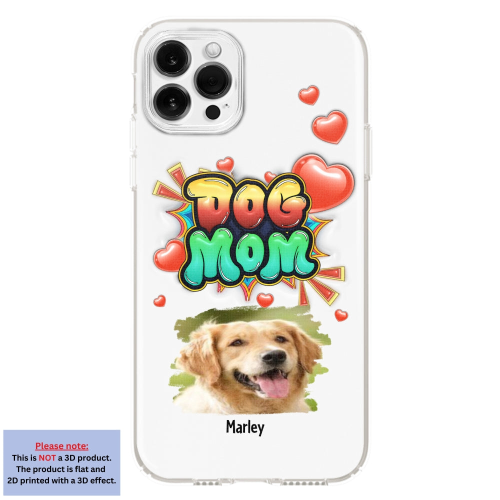 Dog Mom Gradient Photo - Personalized Custom 3D Inflated Effect Luxury Phone Case for Smartphones