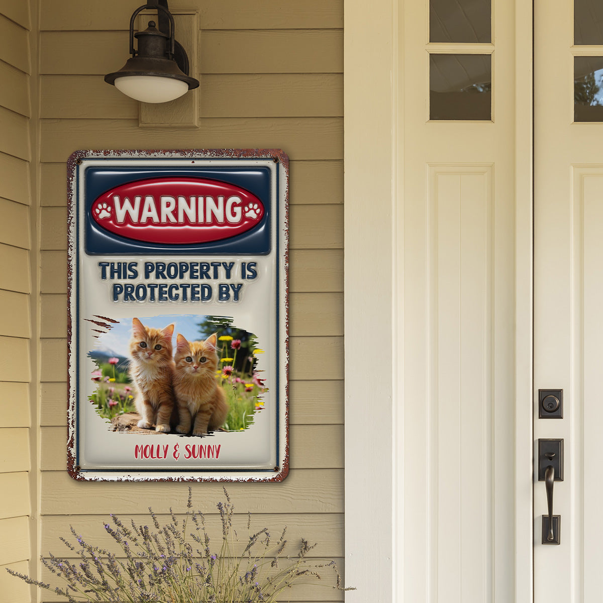 Ver Cat Photo - Personalized Custom 3D Inflated Effect Metal Sign for Property Protection