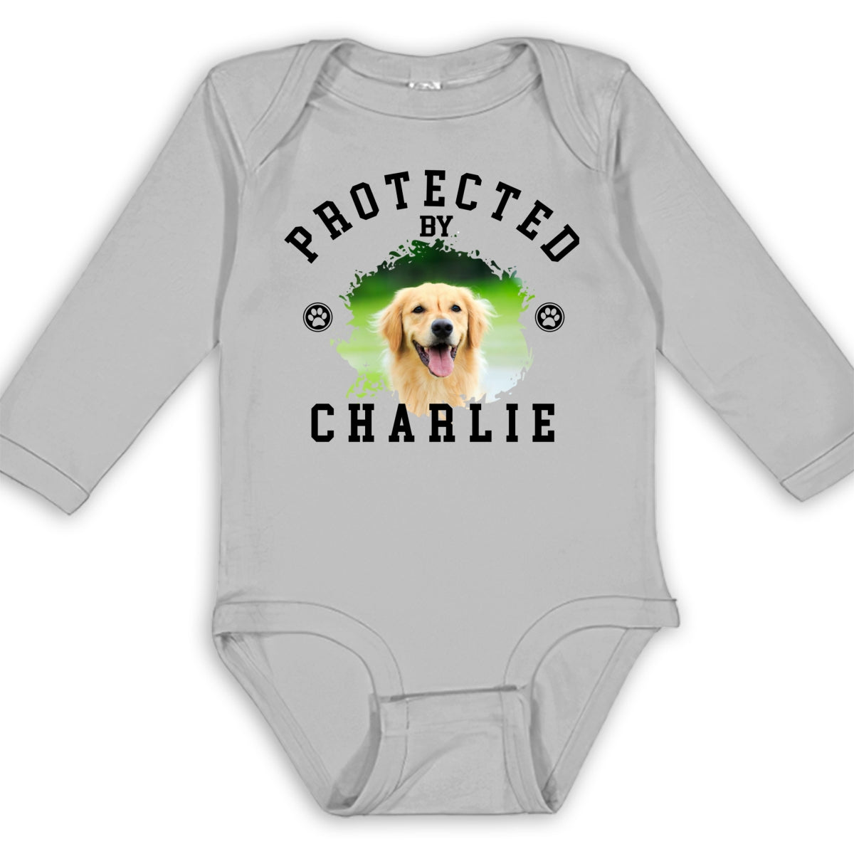 Photo - Protected Personalized Custom Long Sleeve Baby Onesie for Unforgettable Early Moments