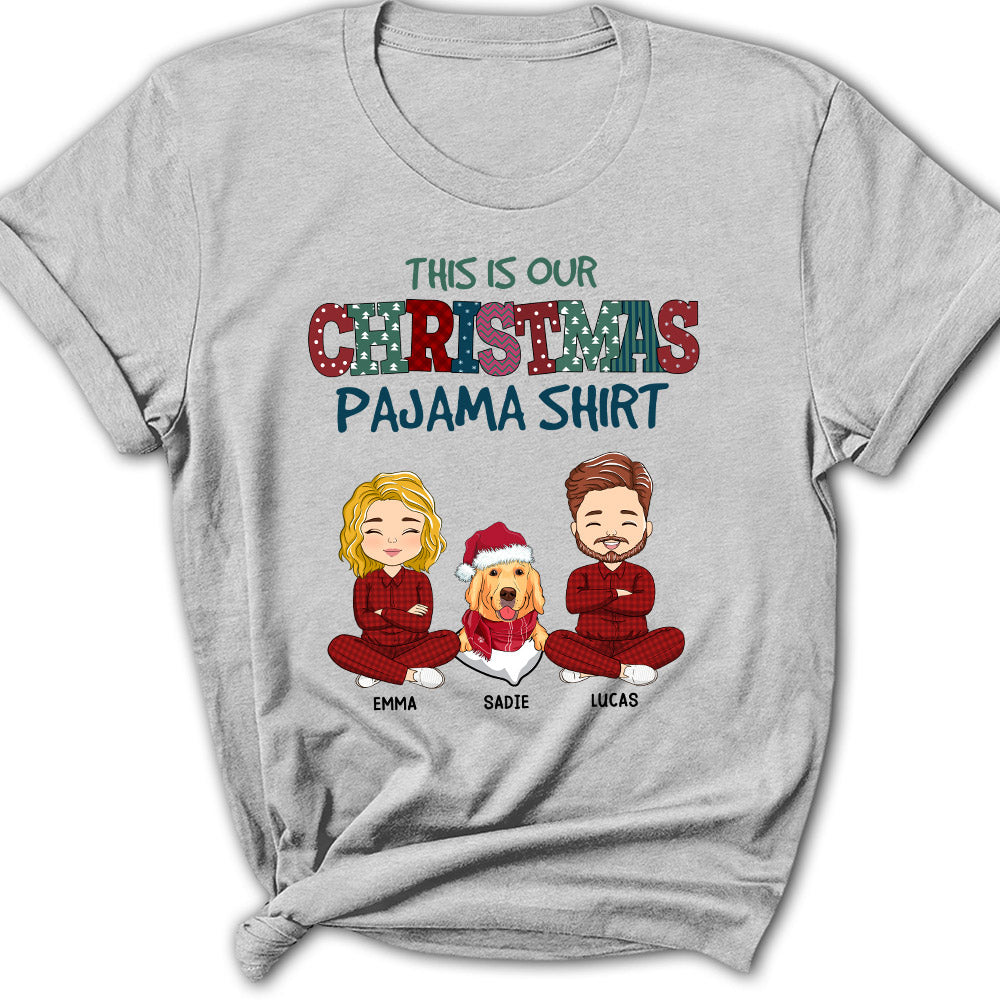 Personalized Custom Christmas Pajama Couple Women's T-shirt - Ideal Gift for Pet Lovers