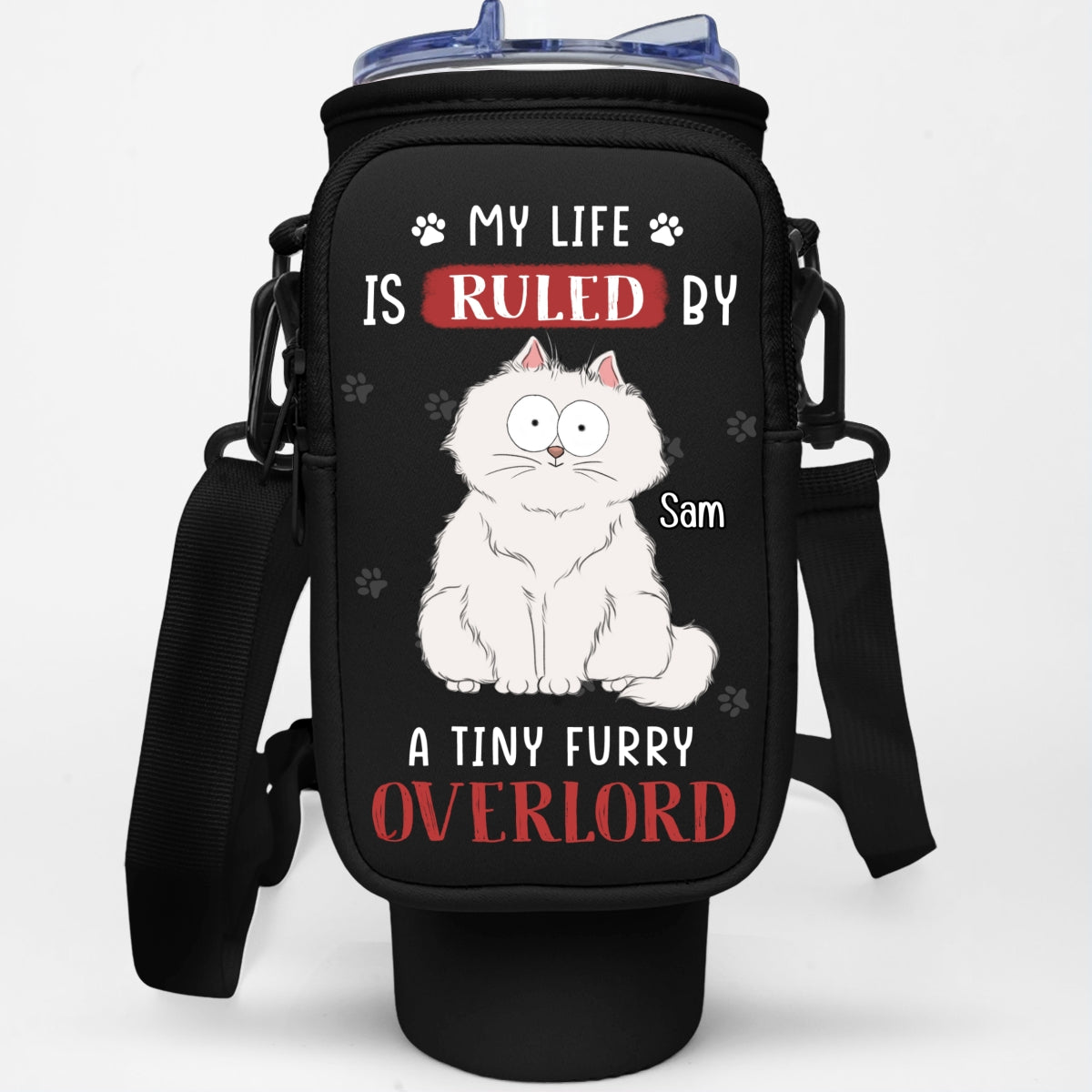Tiny Furry Overlords - Premium Personalized Custom 40oz Water Bottle Carrier Bag for Daily Adventures