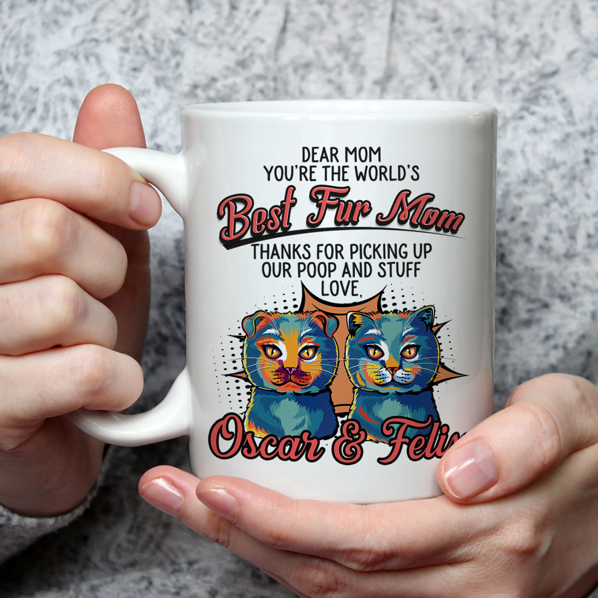 Pop Art Love Fur Dad - One-of-a-Kind Personalized Custom Coffee Mug for Pet Lovers