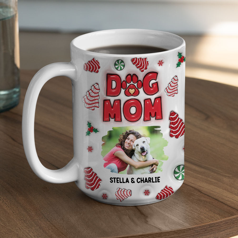 Dog Mom Tree Cake Personalized Custom 3D Inflated Effect Ceramic Mug - 11oz & 15oz