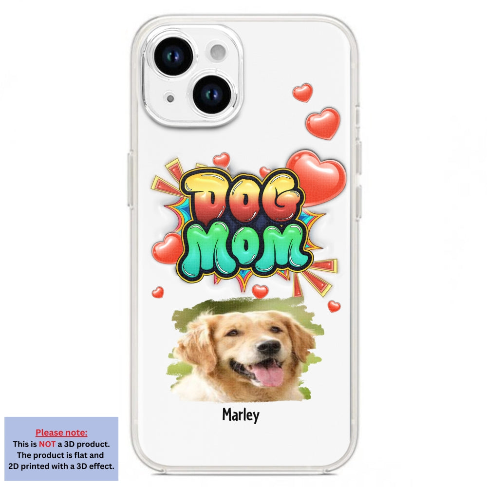 Dog Mom Gradient Photo - Personalized Custom 3D Inflated Effect Luxury Phone Case for Smartphones