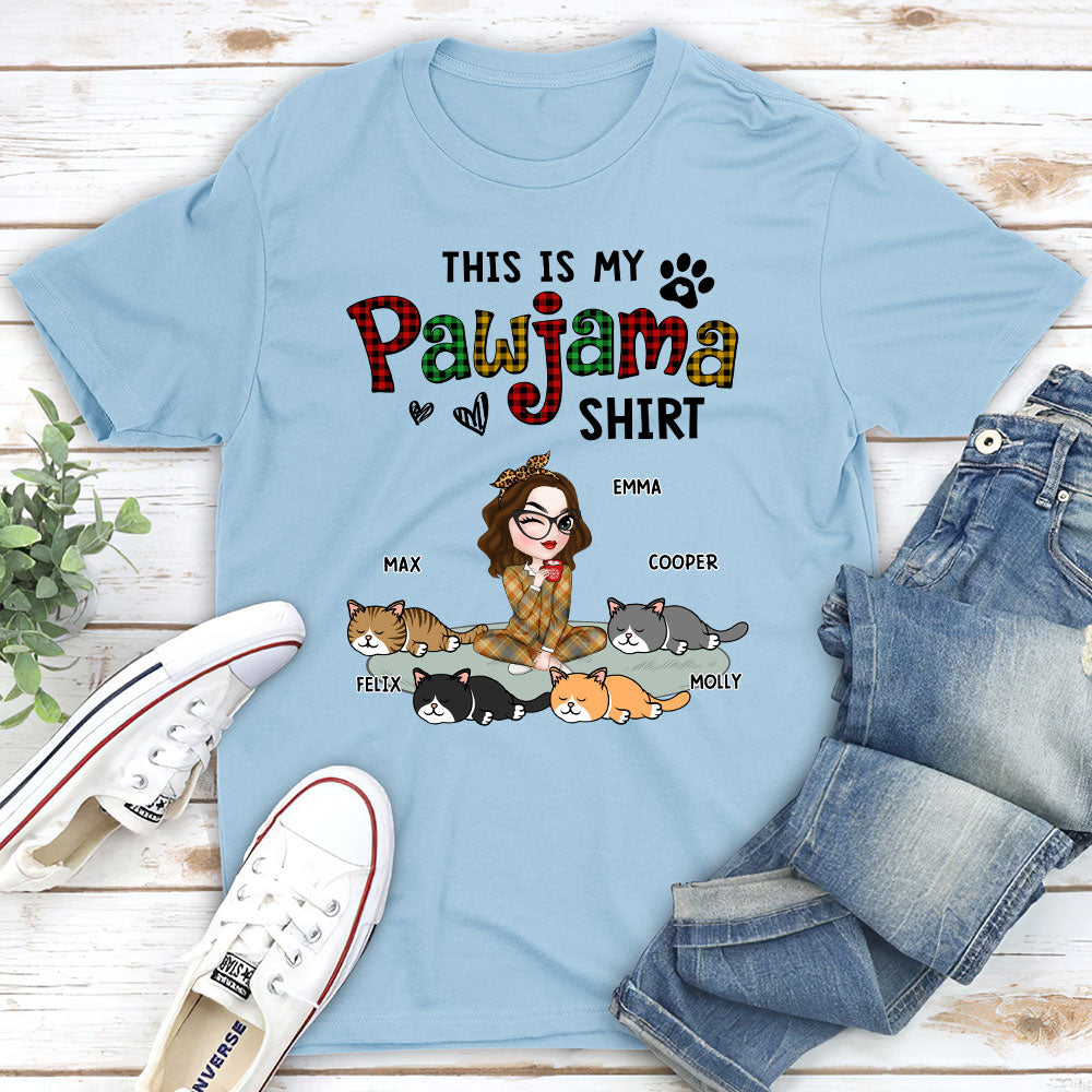 Pawjama Shirt Ver Cat - Personalized Custom Unisex 5.3 oz T-Shirt for Pet Lovers