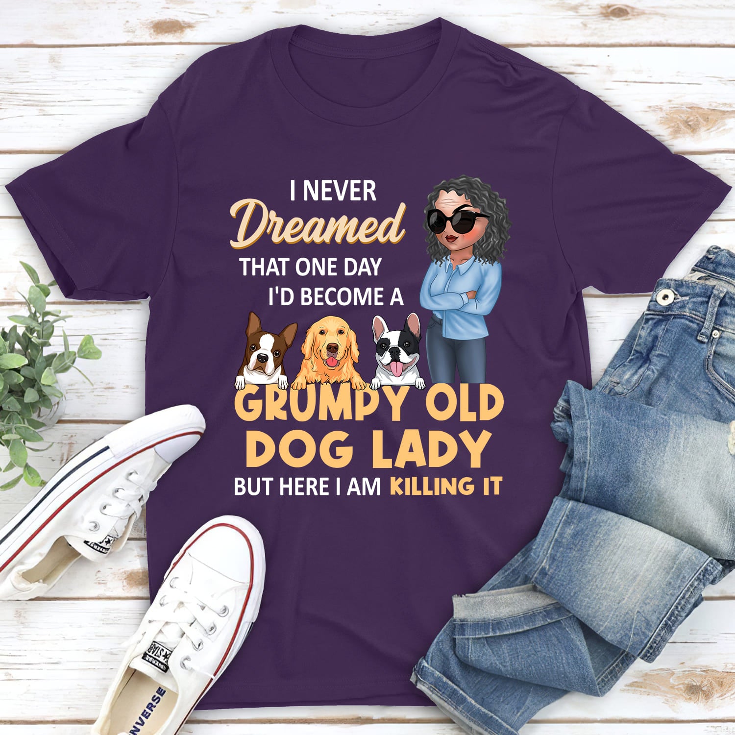 A Grumpy Dog Lady - Personalized Custom Unisex 5.3 oz Heavy Cotton T-shirt