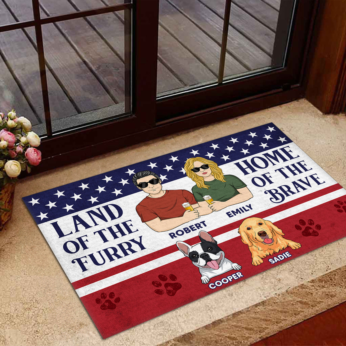 Home Of The Brave - Personalized Custom Doormat with Your Pet's Picture