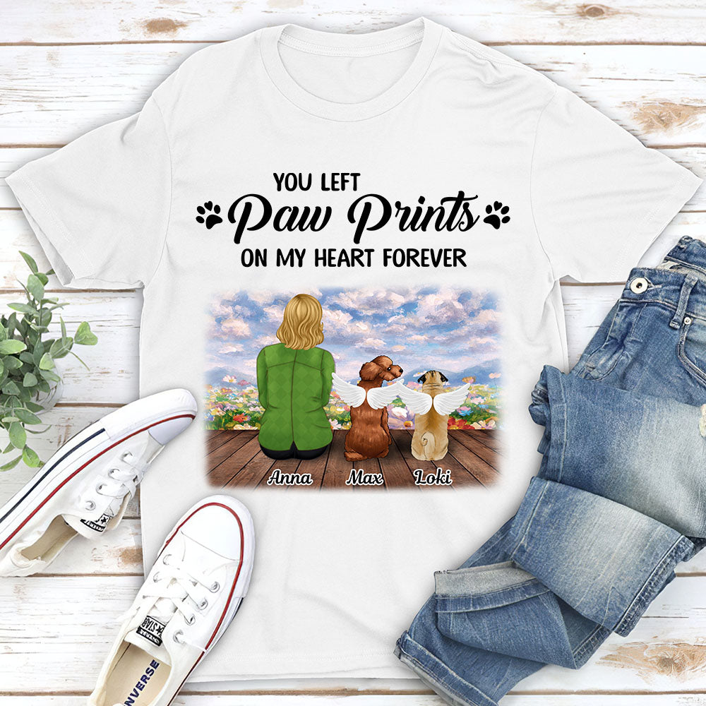 Your Paw Prints On My Heart - Personalized Custom Unisex Memorial T-shirt for Pet Lovers