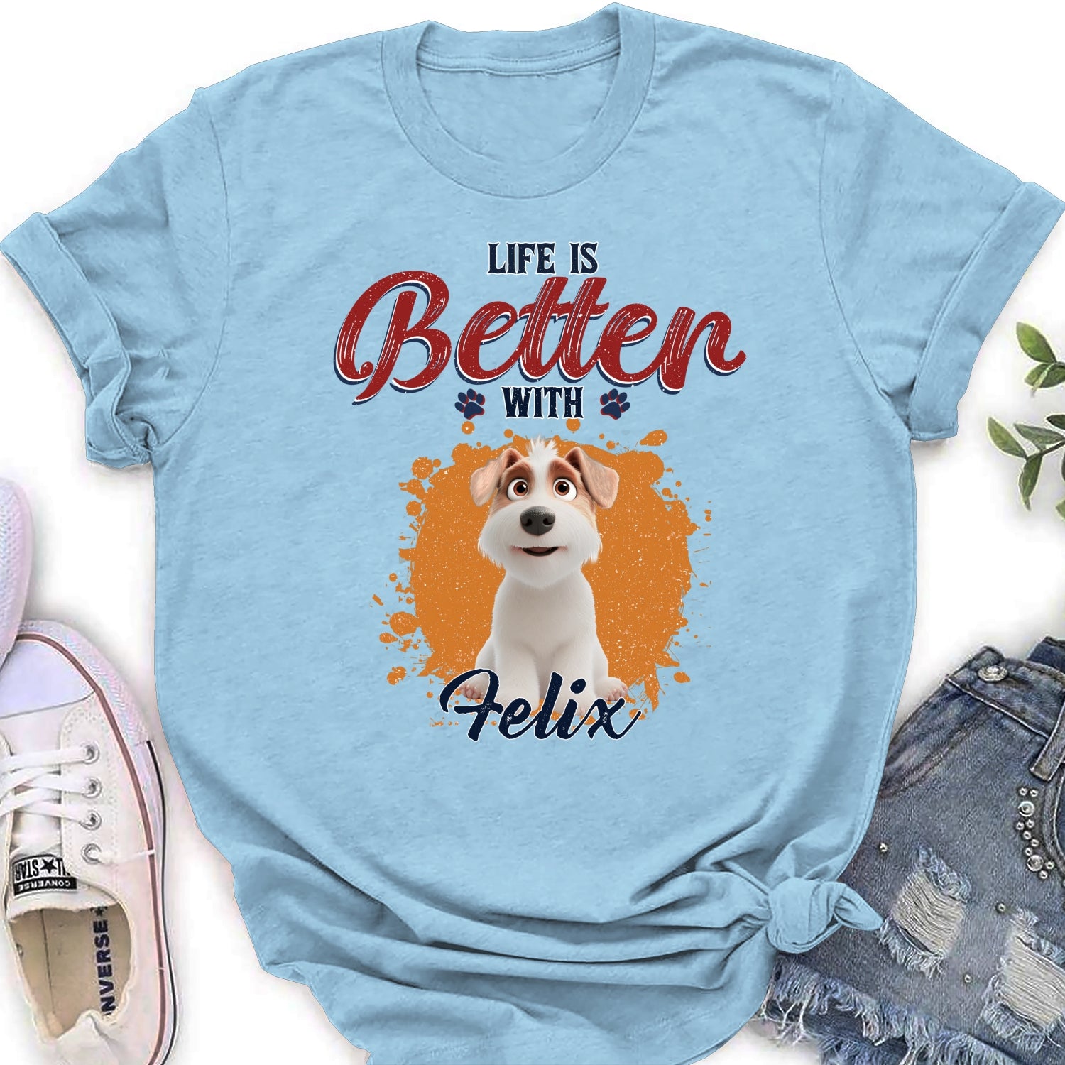 Better Life With My Dog - Exclusive Personalized Custom Women's T-shirt for Pet Lovers