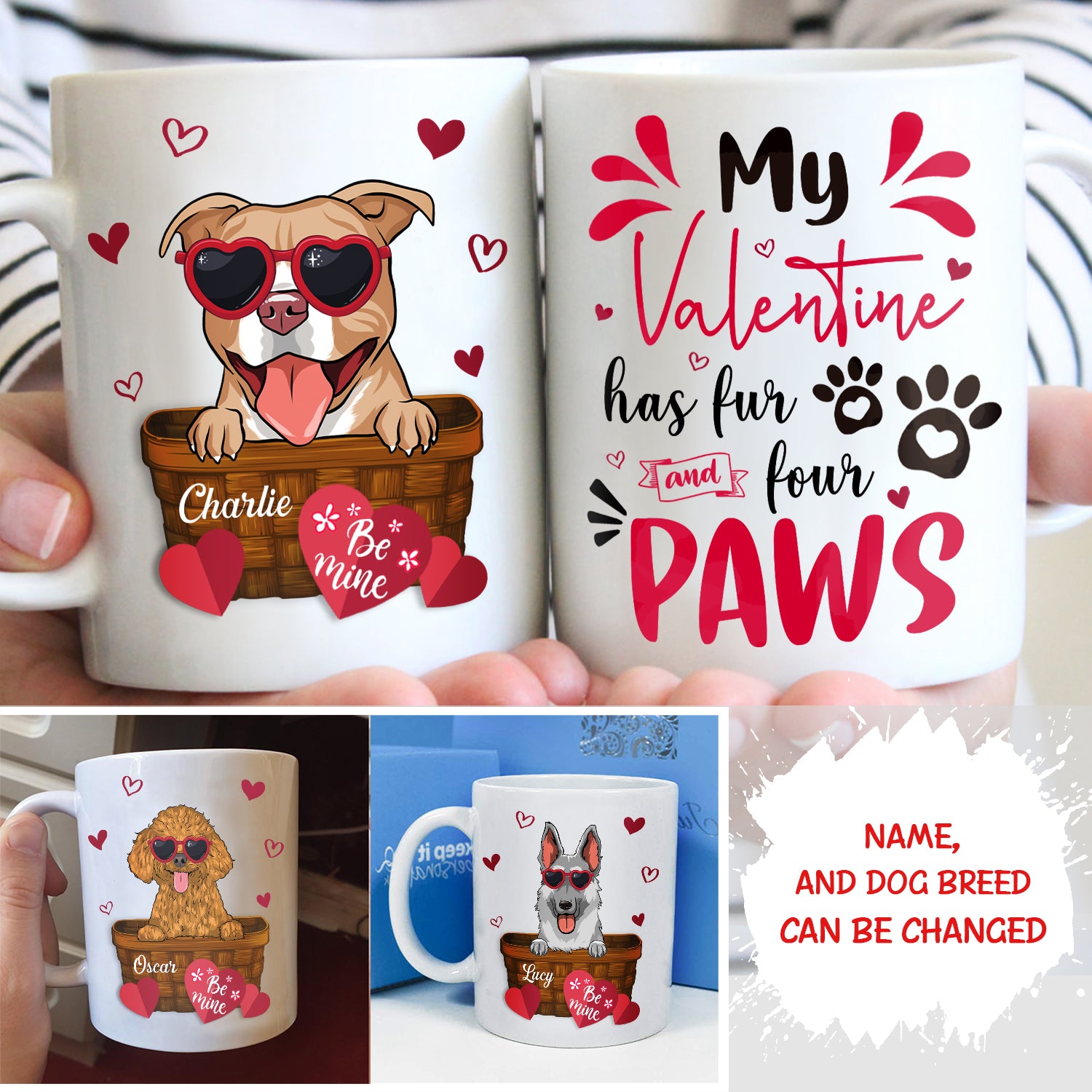 My Valentine Has Fur - Customizable Personalized Coffee Mug for Pet Lovers