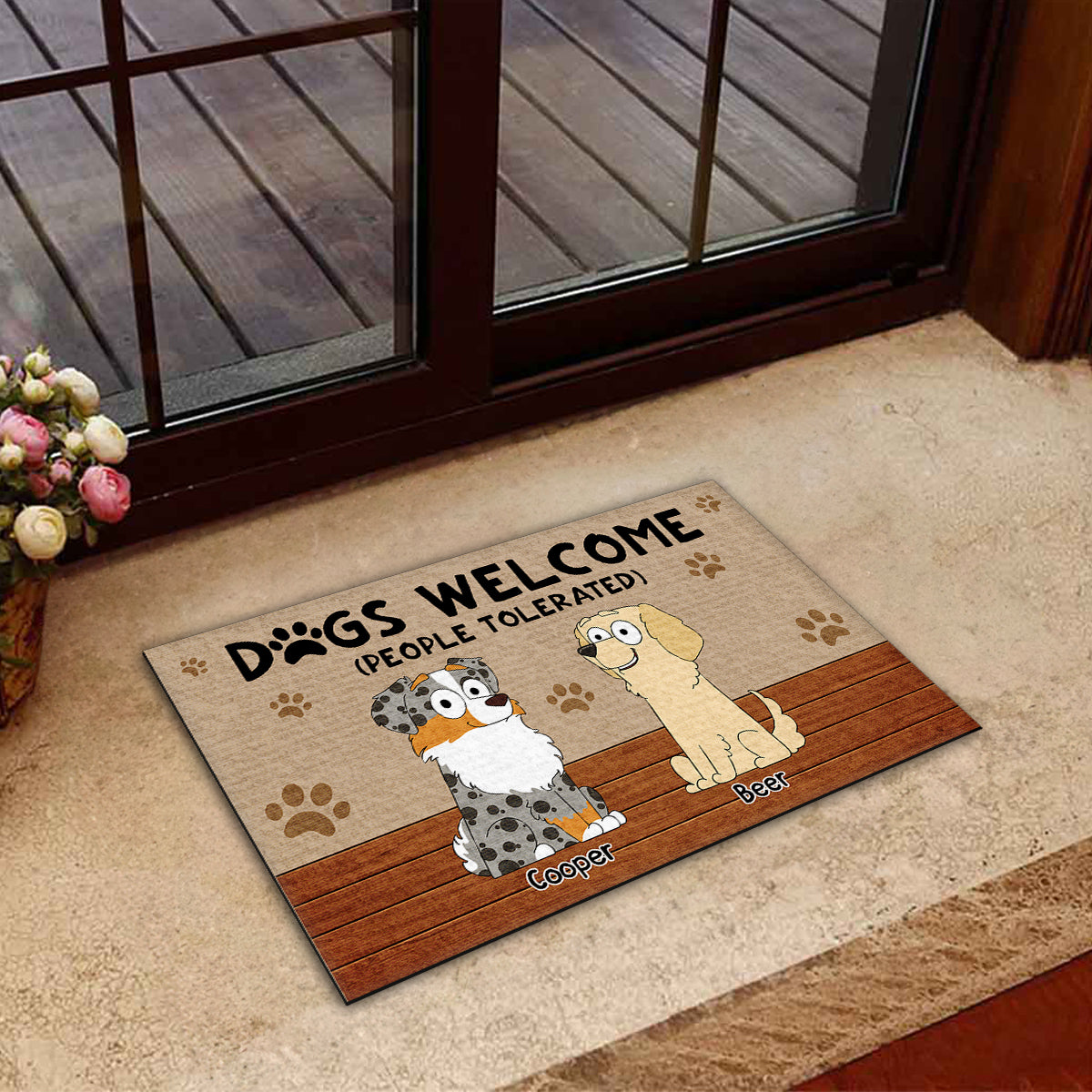 Personalized Custom 'Dogs Welcome People Tolerated' Doormat for Pet Lovers