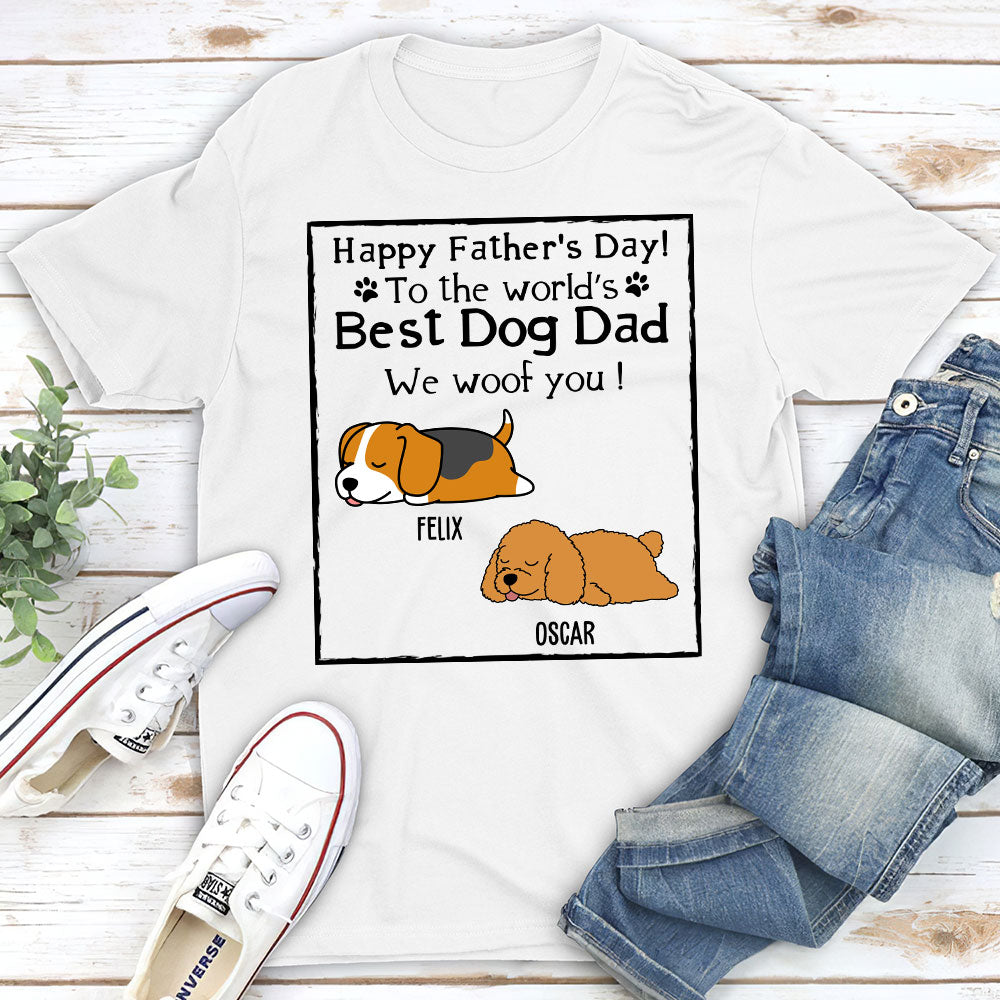 Woof Best Dog Dad - Personalized Custom Unisex 5.3 oz T-shirt for Pet Lovers