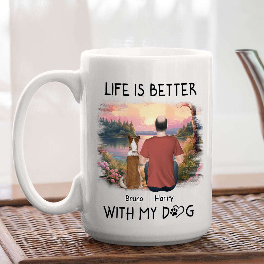 Better With Dogs - Personalized Custom Coffee Mug for Pet Lovers (11oz & 15oz)