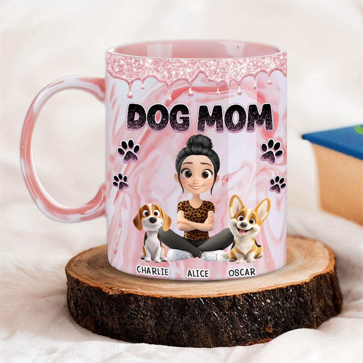 Baby Dog Mom - Exquisite Personalized Custom Pink Marble 11oz Mug