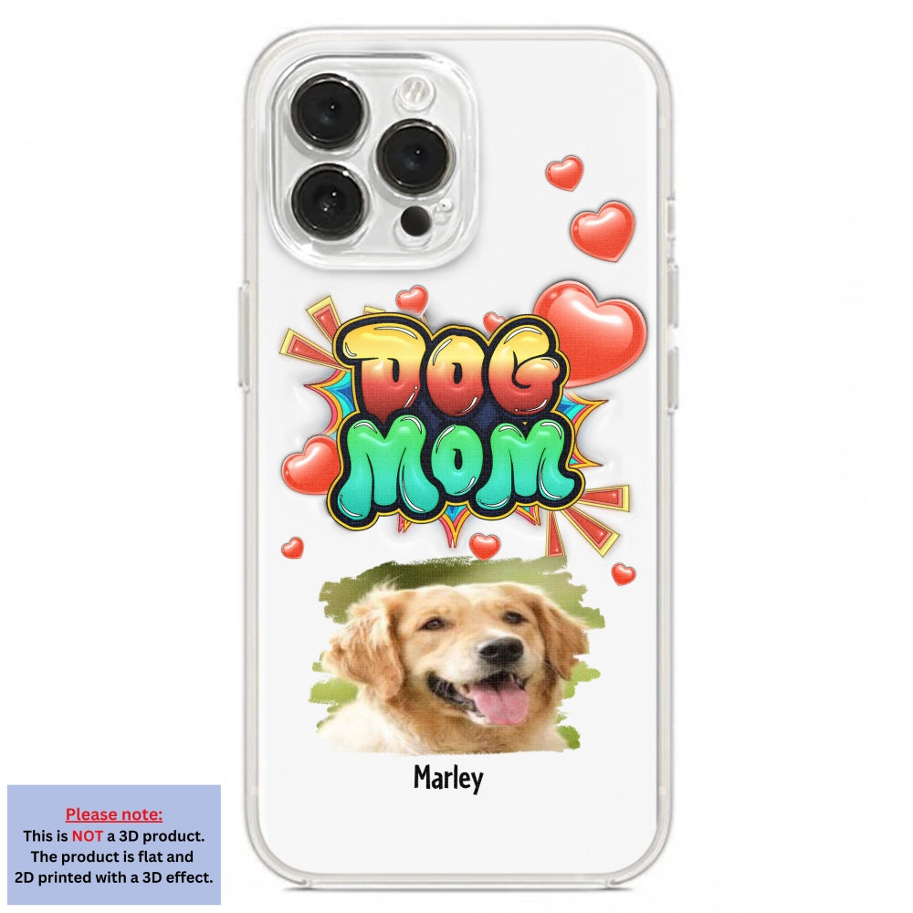 Dog Mom Gradient Photo - Personalized Custom 3D Inflated Effect Luxury Phone Case for Smartphones