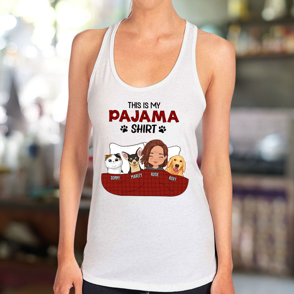 Personalized Custom Women's Summer Dog Lover Pajama Racerback Tank Shirt