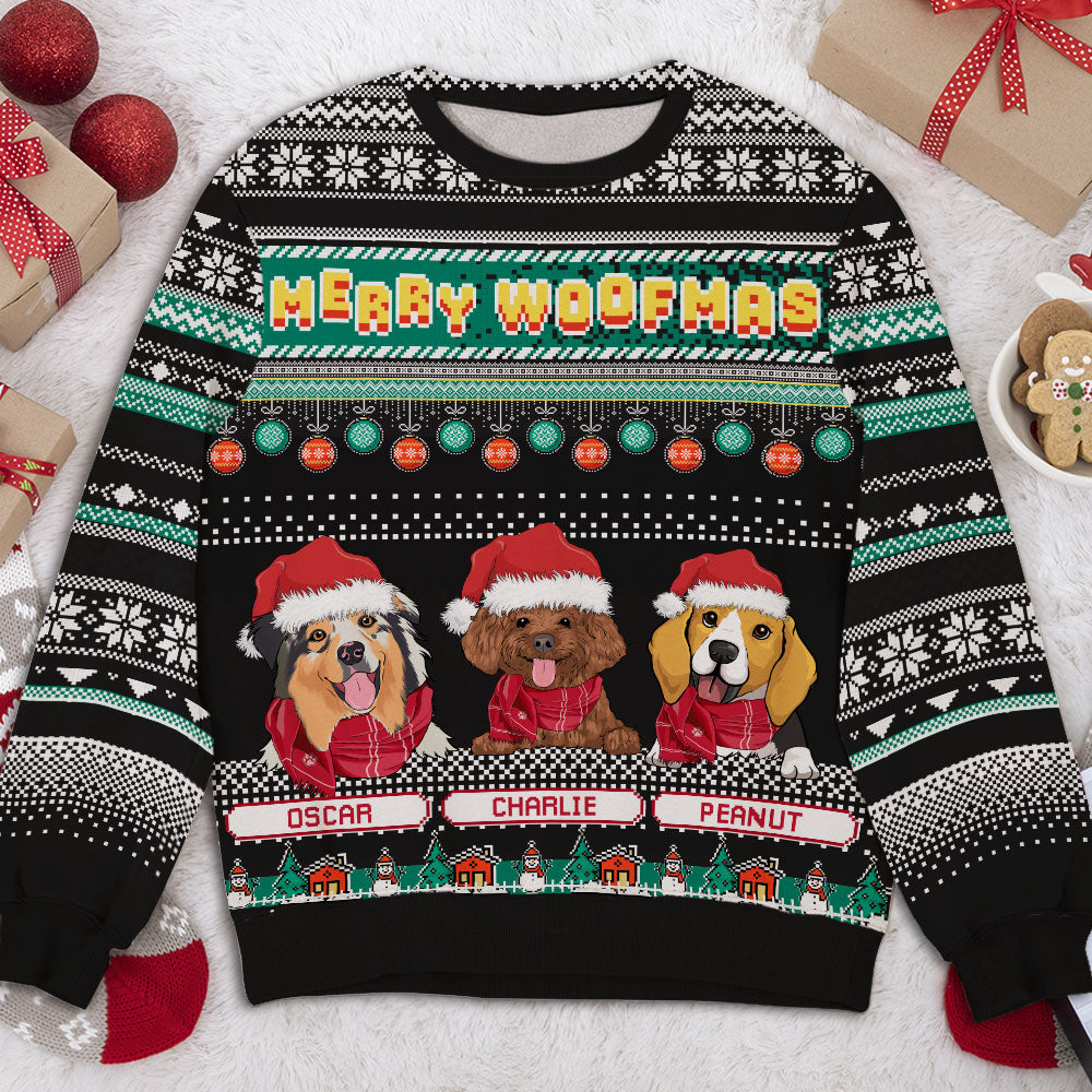 Merry Woofmas - Exclusive Personalized Custom All-Over-Print Unisex Sweatshirt for Pet Lovers